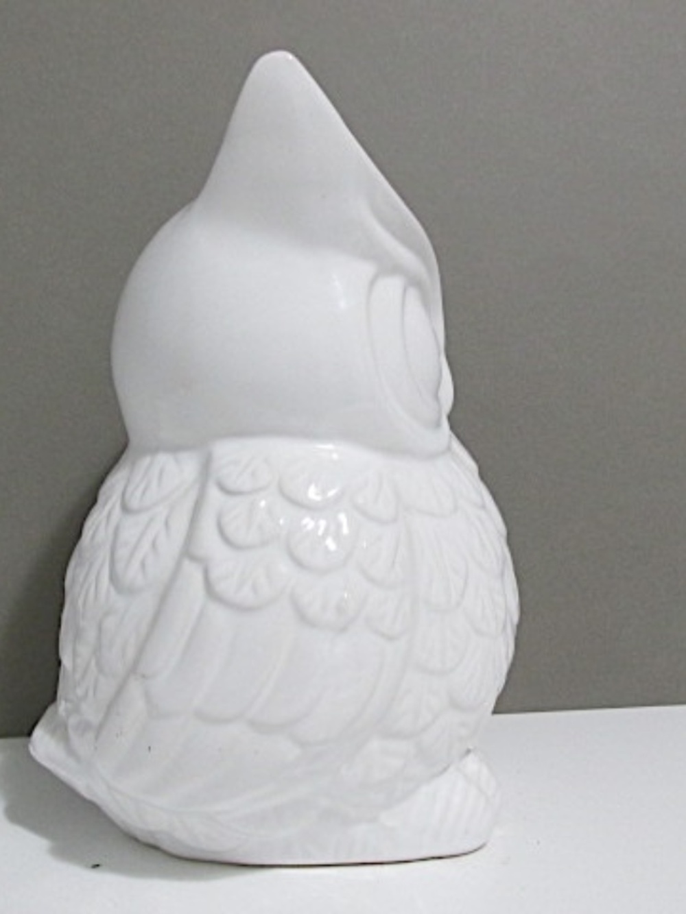 Large White Ceramic Owl Piggy Bank - Picture 5 of 7